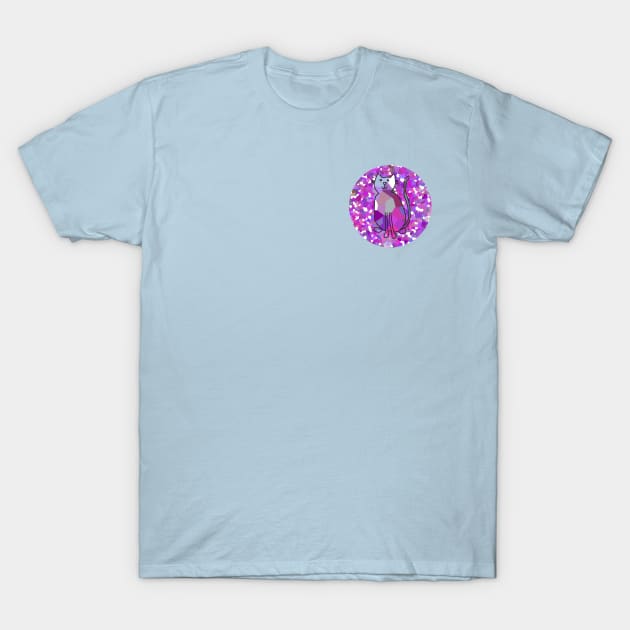 Small Cat on Purple T-Shirt by ellenhenryart